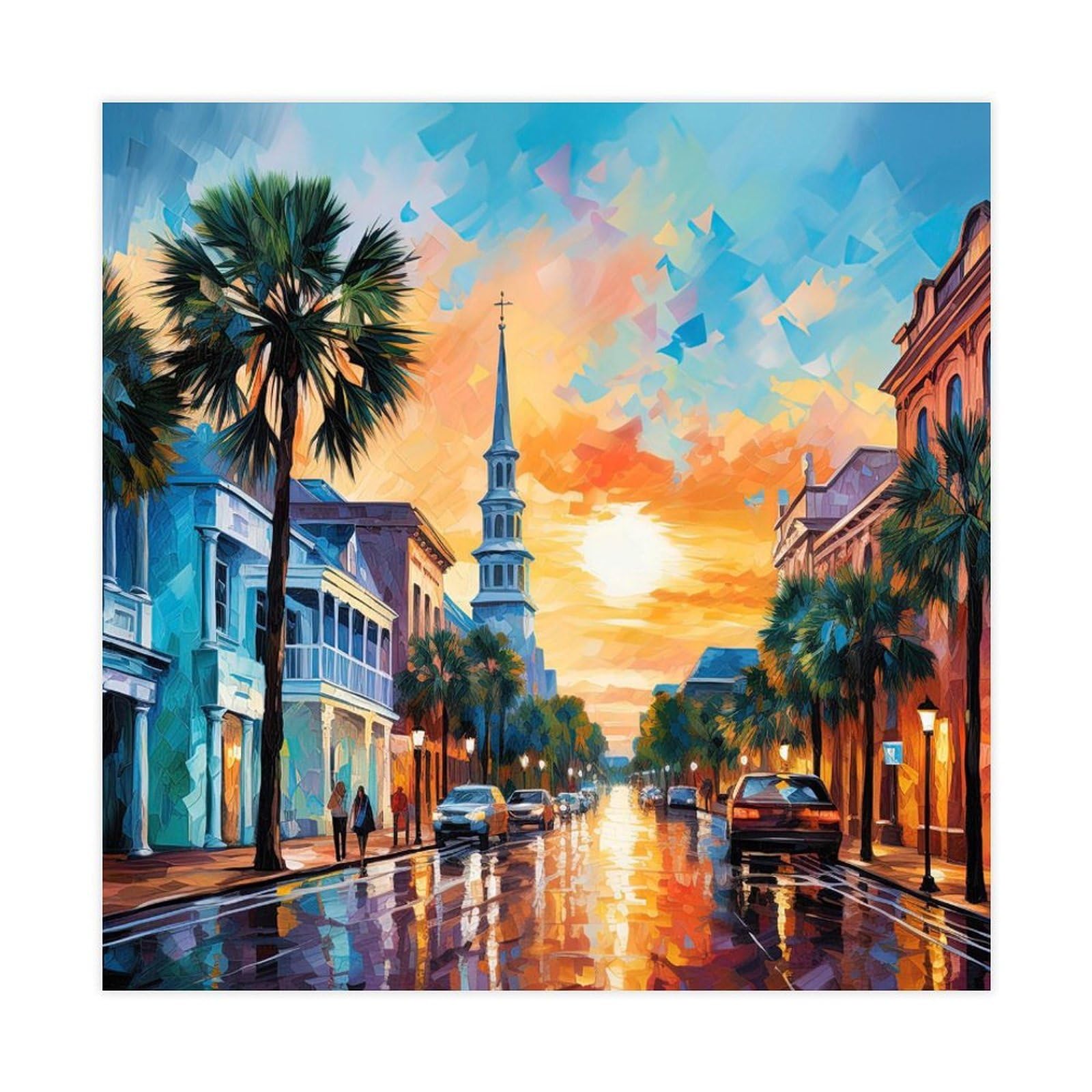 Charleston, South Carolina Poster Tin Sign Vintage Metal Pub Club Cafe Bar Home Wall Art Decoration Poster Retro 28"L X 28"W