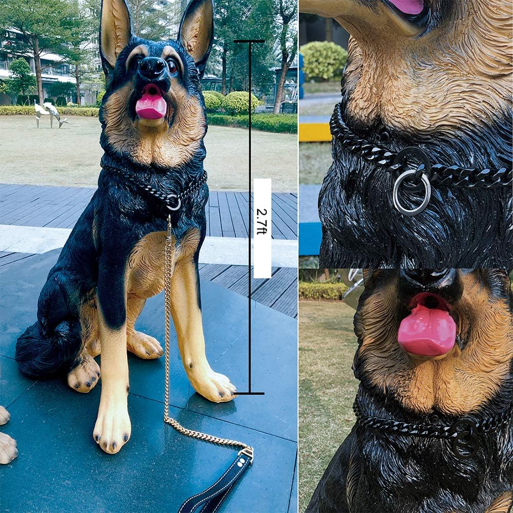 Dog Chain Collar Dog Walking Collar 15mm Black Strong Stainless Steel Cuban Link Chain Collar for Small Medium Dogs（26 Inches