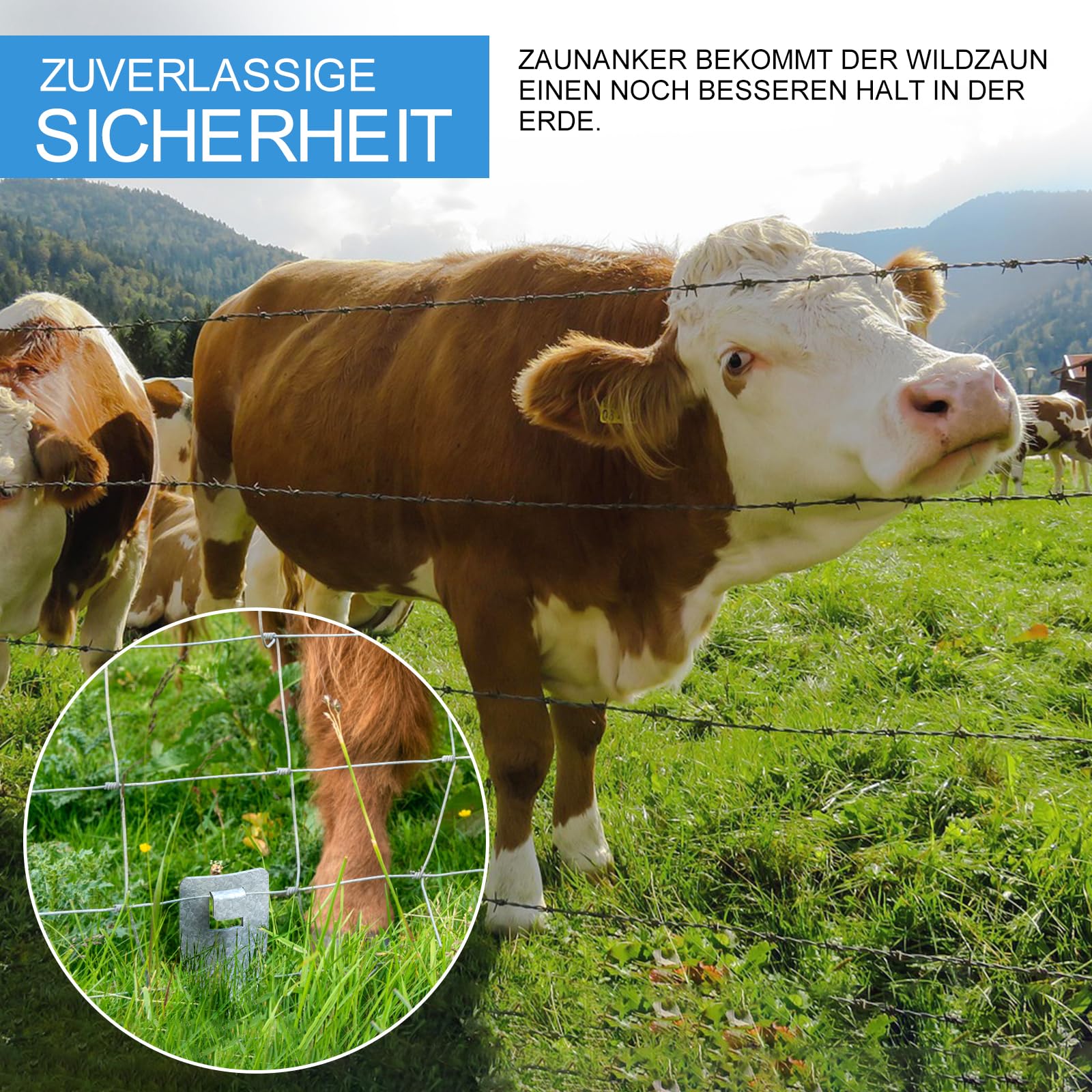 JYioug 30X Bodenanker für Wildzaun – Zaunanker zur Befestigung von Knotengeflecht – Erdnägel 33 cm lang aus verzinkt für stabilen Halt von Wild-Zaun und Weidezäunen (30 Stück)