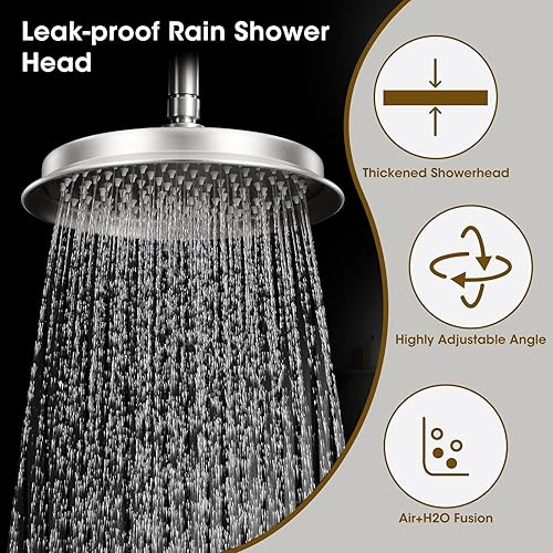 Miniatura 4 de Juego de grifería con sistema de ducha de mano para baño, válvula de montaje en pared y manguera de suministro de agua incluida, níquel cepillado