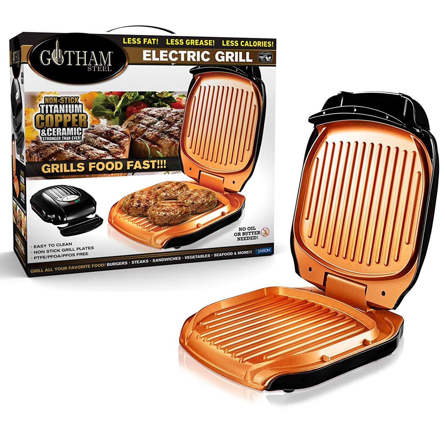 Venteo™ Perfect Electric Grill Gotham Steel - Grill elektryczny z tacą na tłuszcz - czarny - dla dorosłych