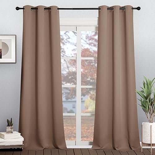 Miniatura 100 de KGORGE - Cortinas opacas grises para dormitorio 2 paneles, 42 x 63 pulgadas con ojales, cortinas de oscurecimiento de habitación con aislamiento