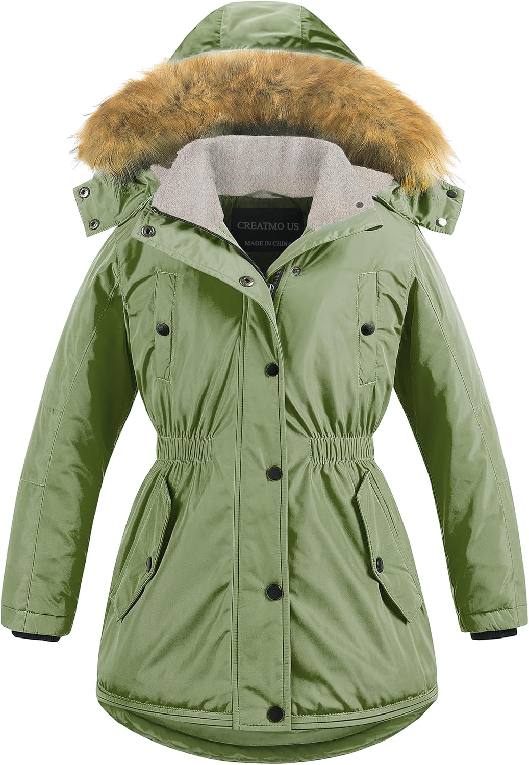 CREATMO US Girl’s Long Winter Warm Parka Sherpa Trimmed Collar Puffer Ski Jacket Coat CREATMO US Girl’s Long Winter Warm Parka Sherpa Trimmed Collar Puffer Ski Jacket Coat