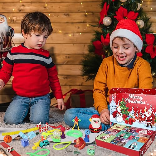Miniatura 7 de Calendario de Adviento navideño 2023, 24 días de sorpresas, caja de juguetes para ansiedad de cuenta regresiva hasta Navidad con 24 días de