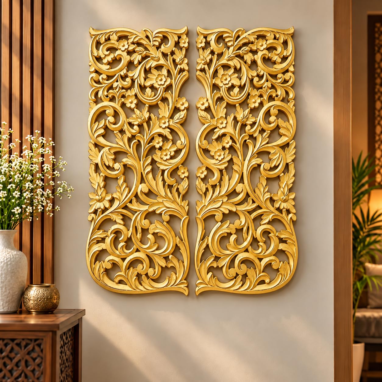 Floral MDF Wall Panel - Walnut Design -6