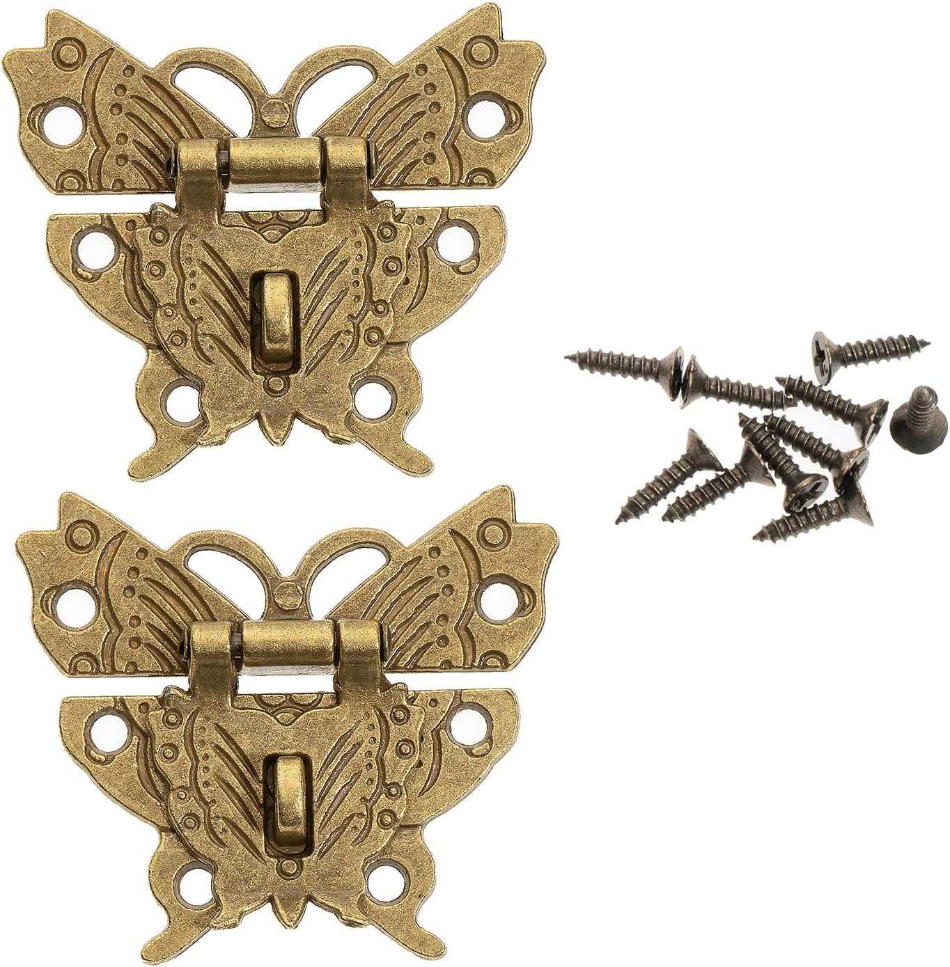 RAYNAG 2 Pack Small Butterfly Latches for Wooden Box, Antique Bronze Hasp Latch for Jewelry Box, Small Cabinet