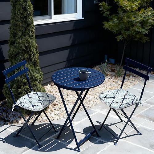 Miniatura 6 de LVTXIII Juego de 4 cojines para sillas de exterior, cojines de asiento de patio de 16 x 17 pulgadas de ancho con lazos, almohadillas repelentes al