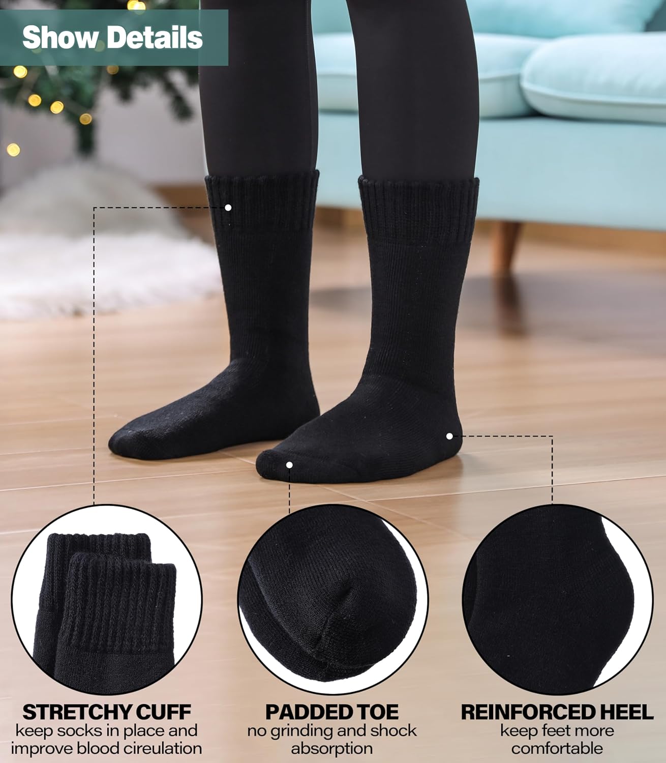 LANLEO Women Men Thermal Socks Warm Winter Extra Thick Insulated Heated Ski Crew Boot Socks for Cold Weather - Image 2