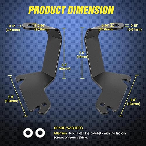 Vista 130 de Nilight Soporte de luz de zanja, bisagras de capó, kit de soporte de montaje para luz LED auxiliar todoterreno para luz de trabajo en Toyota 4Runner