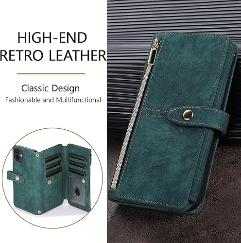 Miniatura 8 de UEEBAI Funda para Samsung Galaxy S9 Plus, 9 ranuras para tarjetas, cartera de cuero retro, a prueba de golpes, con correa de mano, ranuras para