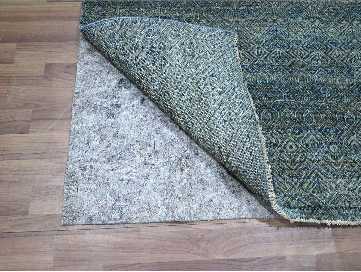 Hand Knotted Oriental Rug, Ocean Blue, Soft Wool, 3'1"x5', Kohinoor Herat Geometric Diamond Pattern, Tone on Tone
