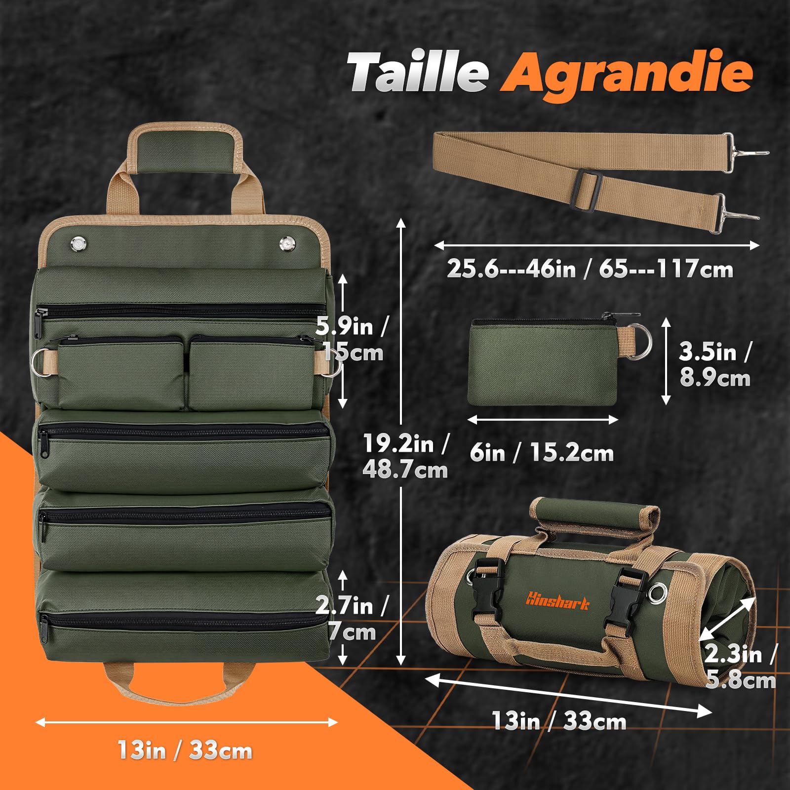Hinshark Cadeau Homme, Sac à Outils Enroulable, Idee Cadeau Anniversaire Homme Noel Original, Gadget Insolite Utile, Cadeau Papa, Idée Cadeau Secret Santa, Fete des Peres