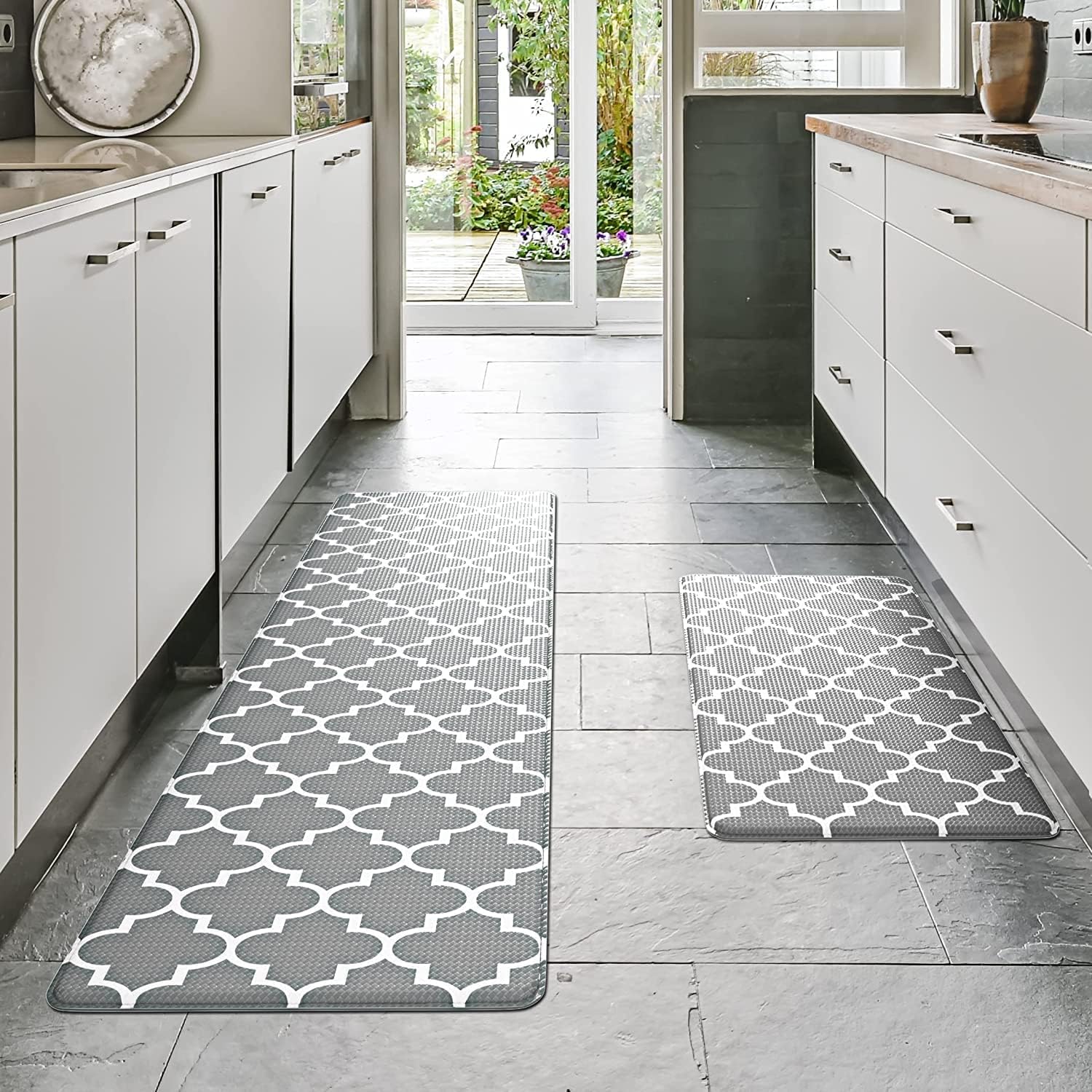 Kitchen Mat & Rug, Cushioned Anti-Fatigue Kitchen Floor Mat, Non-Slip Waterproof Kitchen Mats and Rugs Heavy Duty PVC Ergonomic Comfort Standing Foam Mat for Kitchen, Floor Home, Office, Sink, Laundry
