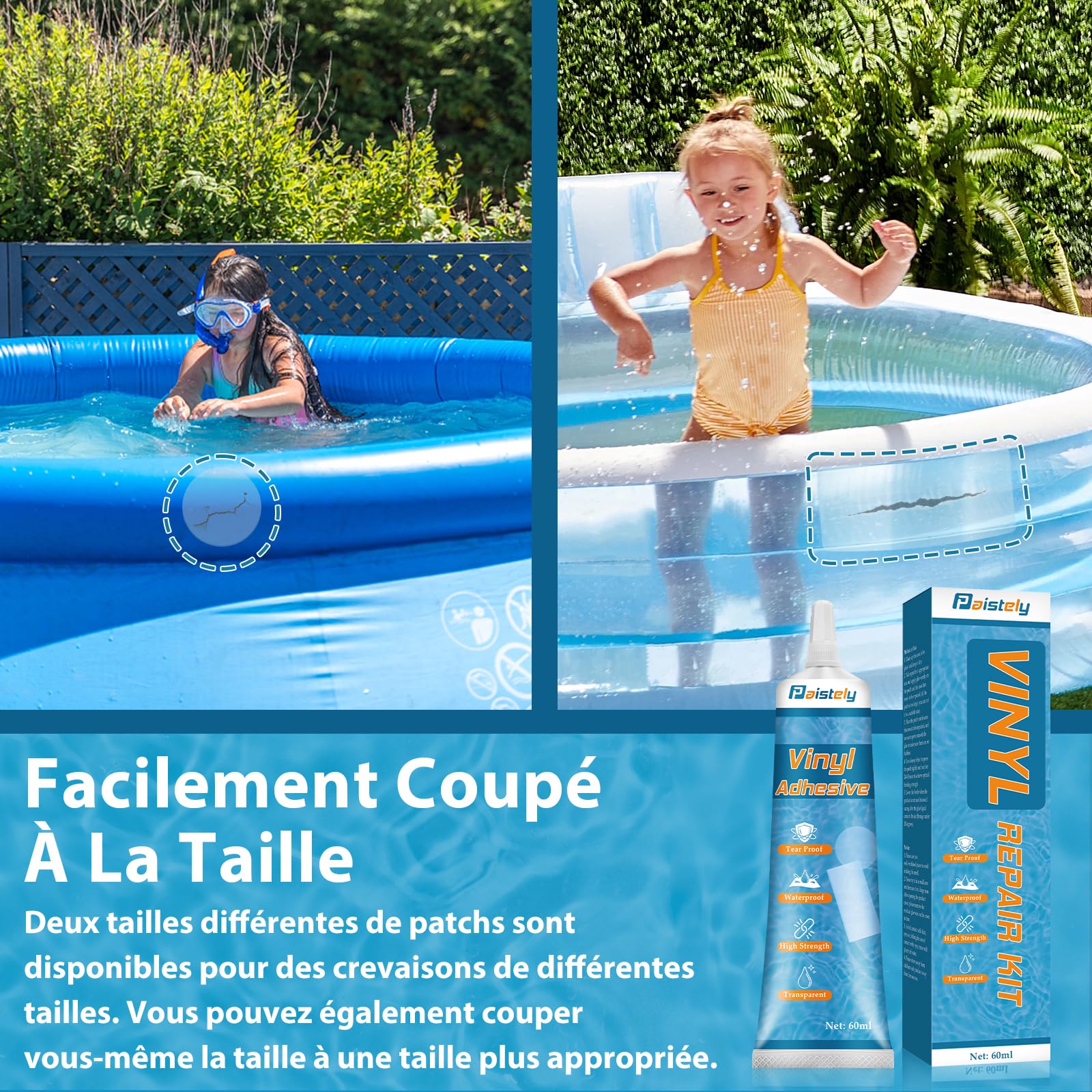 Kit Reparation Piscine, Kit Réparation Liner Piscine Transparent, Ruban