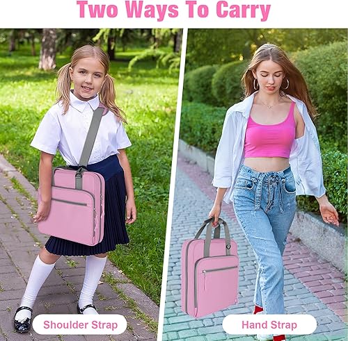 Miniatura 5 de Carpeta escolar con cremallera, 3 anillos de 2 pulgadas, capacidad para 500 hojas, con cremallera para niñas y niños, compatible con MacBook de 13