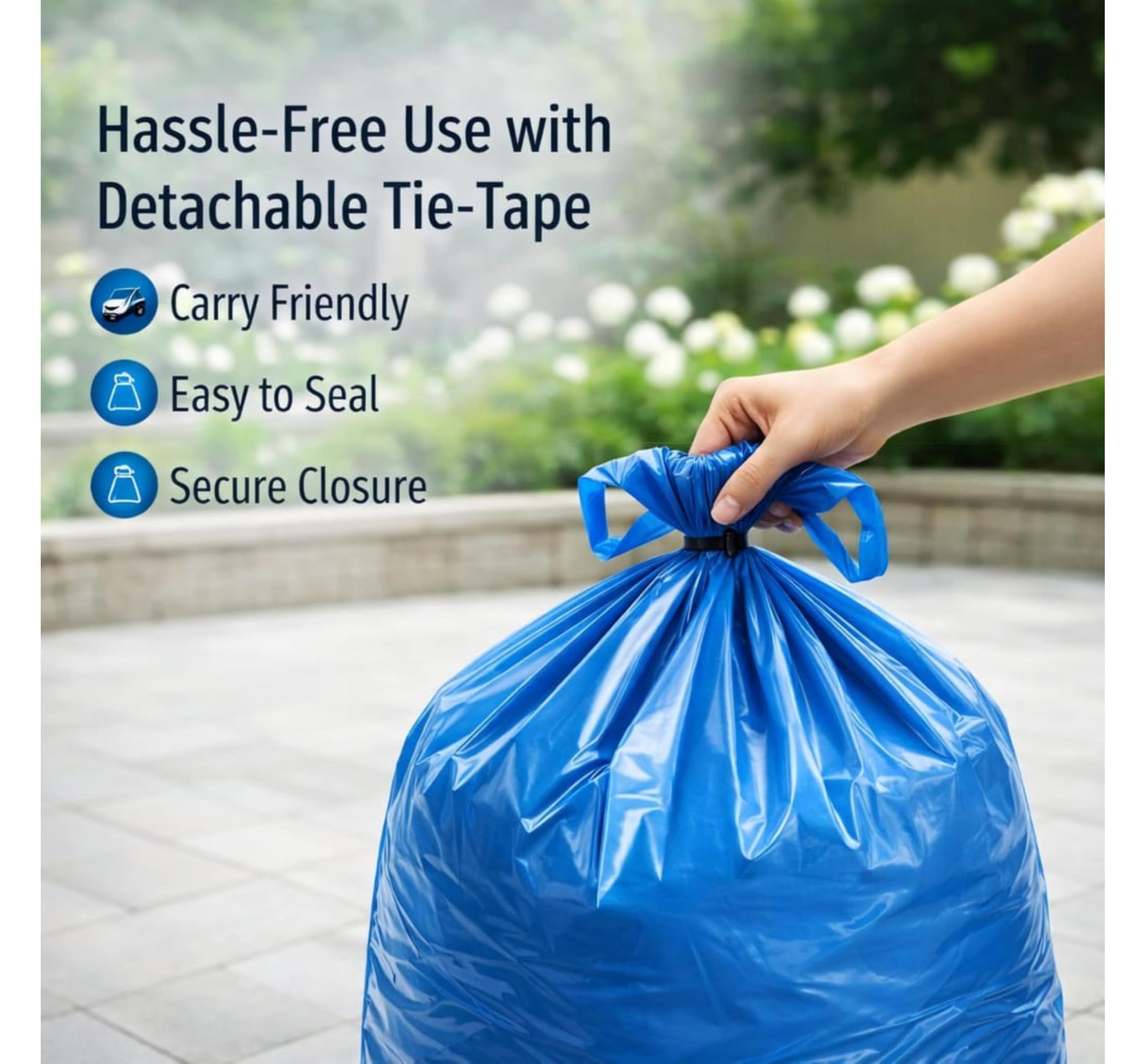 Large Trash Bags - 3 Rolls of 24x32 Blue Bags -4
