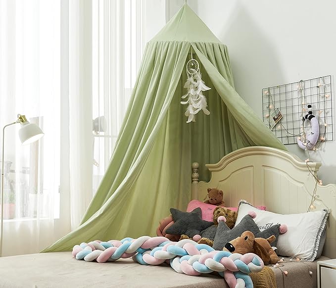 Mengersi Bed Canopy for Girls, Round Dome Canopy Curtains