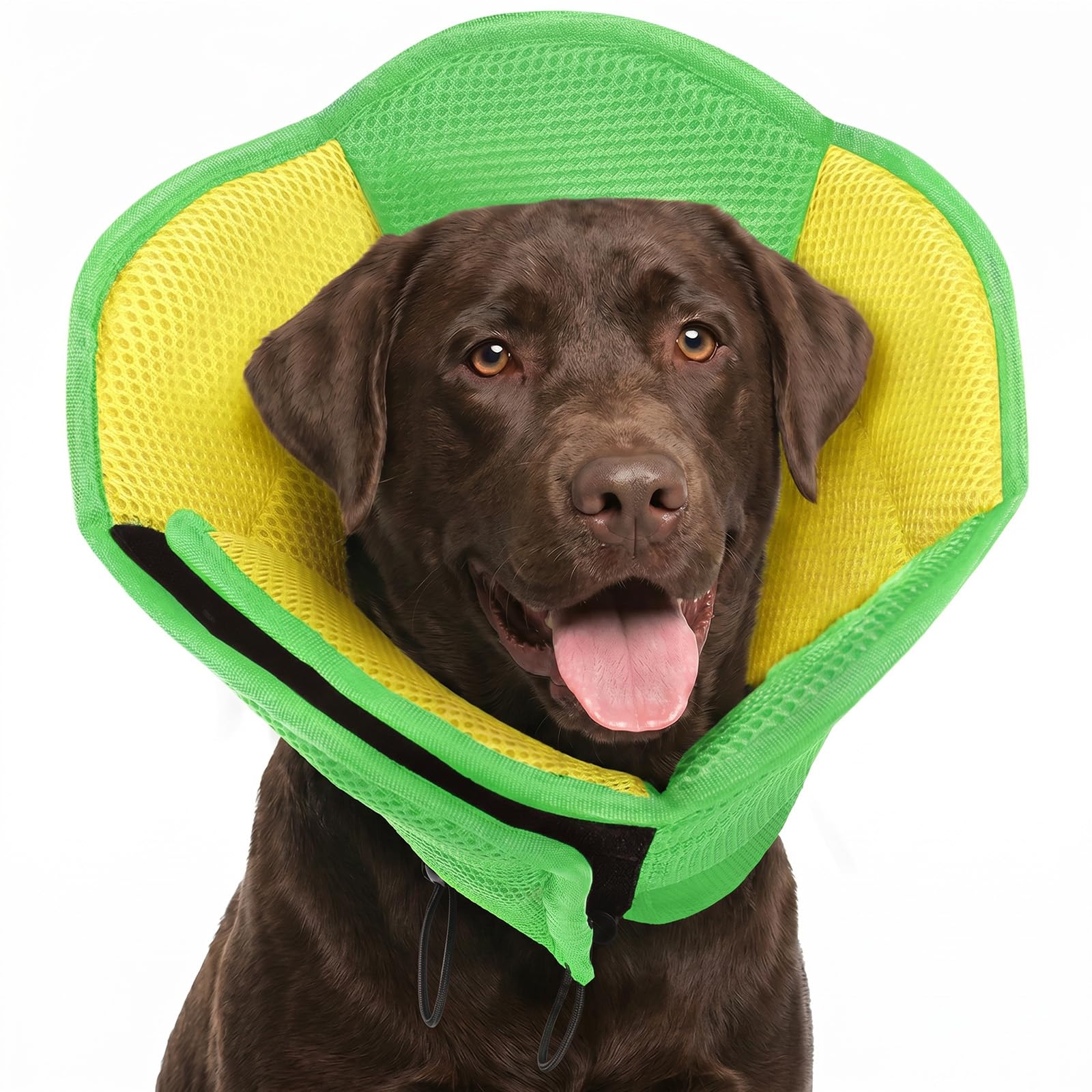 AOFITEE Large Dog Cone, Soft Cone for Dogs to Stop Licking, Breathable Dog Cones for Large Dogs After Surgery, Pet Recovery Collar E-Collar Alternative to Prevent Licking Wounds, YellowGreen L