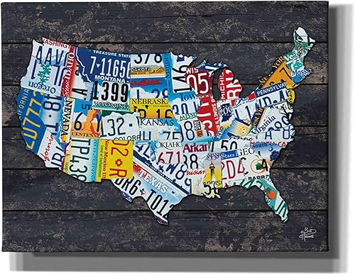 Miniatura 8 de 'Mapa de matrícula de Estados Unidos' por Britt Hallowell, arte de pared en lienzo, 16 x 12 pulgadas