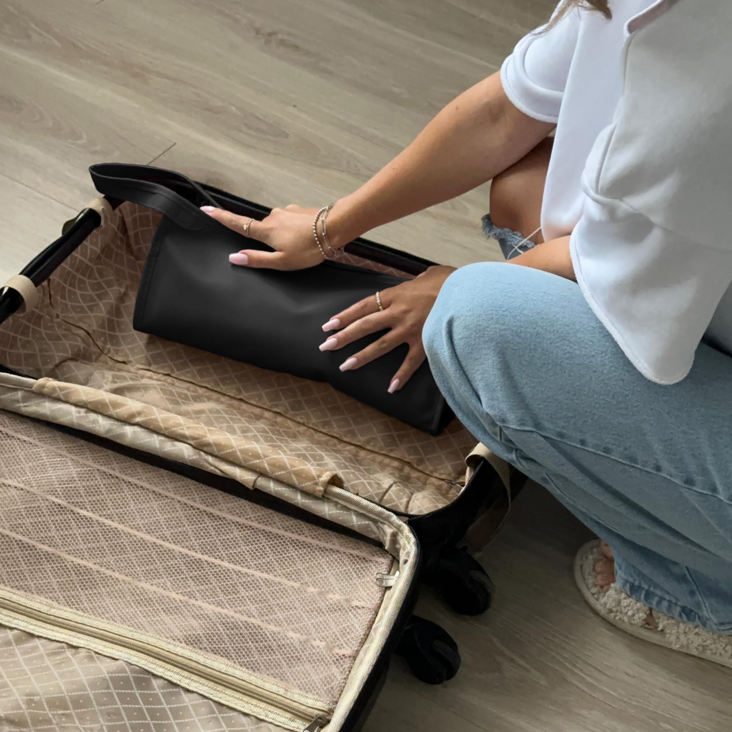 Borsa da Viaggio per Asciugacapelli - [ 35 x 14 x 15 cm ] - Custodia in Pelle Sintetica con Manico - Compatibile con Dyson Airwrap - Nero