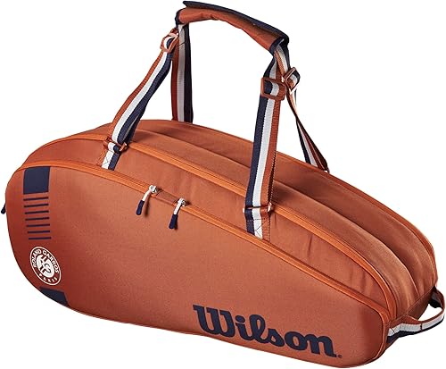 WILSON Roland Garros Team - Bolsa para raqueta de tenis, color arcillaazul marino, capacidad para hasta 6 raquetas