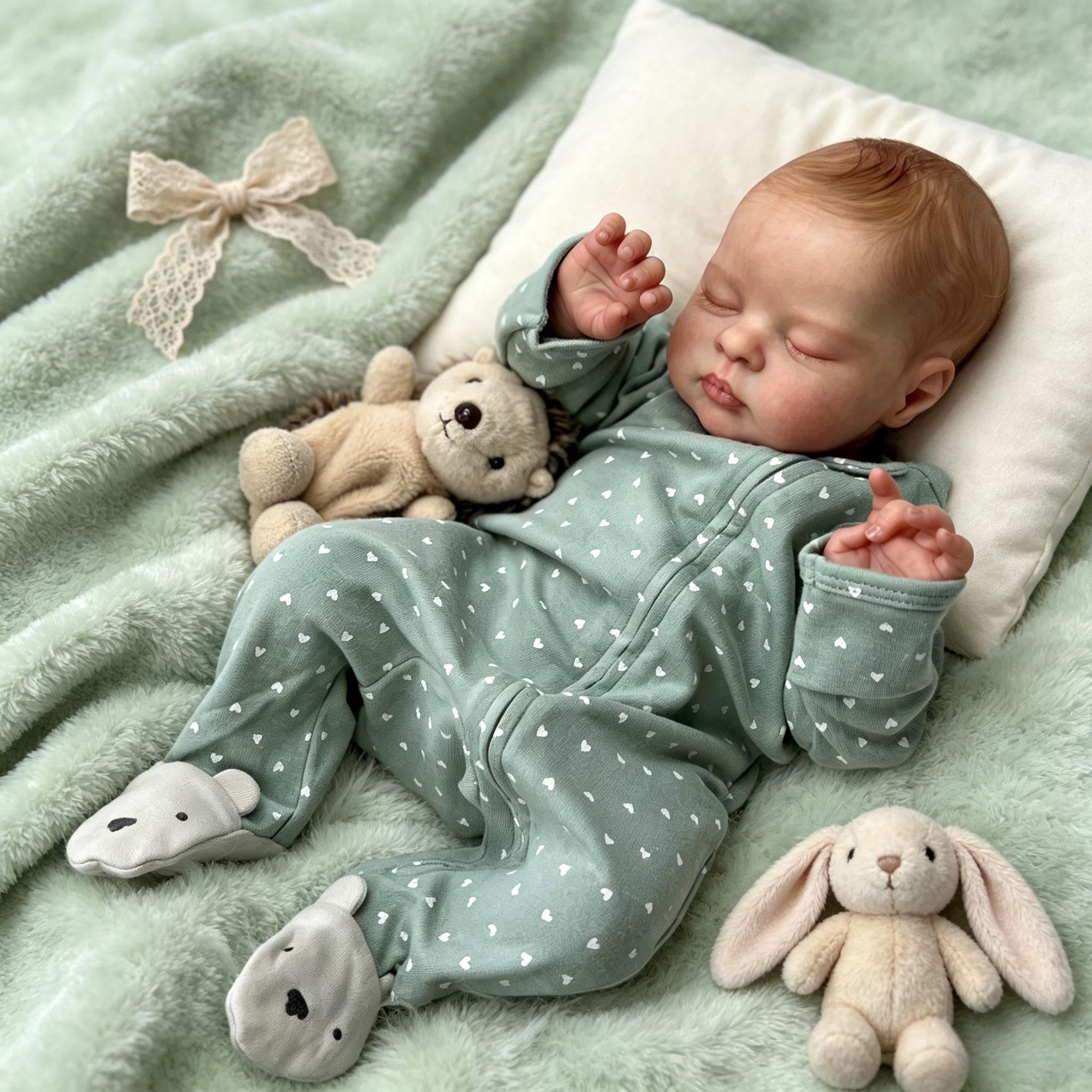 RXDOLL Realistyczne lalki Reborn Baby Dolls Close 45 cm prawdziwe lalki niemowlęce z miękką winylową tkaniną ciało realistyczne śpiące noworodki lalka ręcznie obciążona zabawka dla dzieci prezenty
