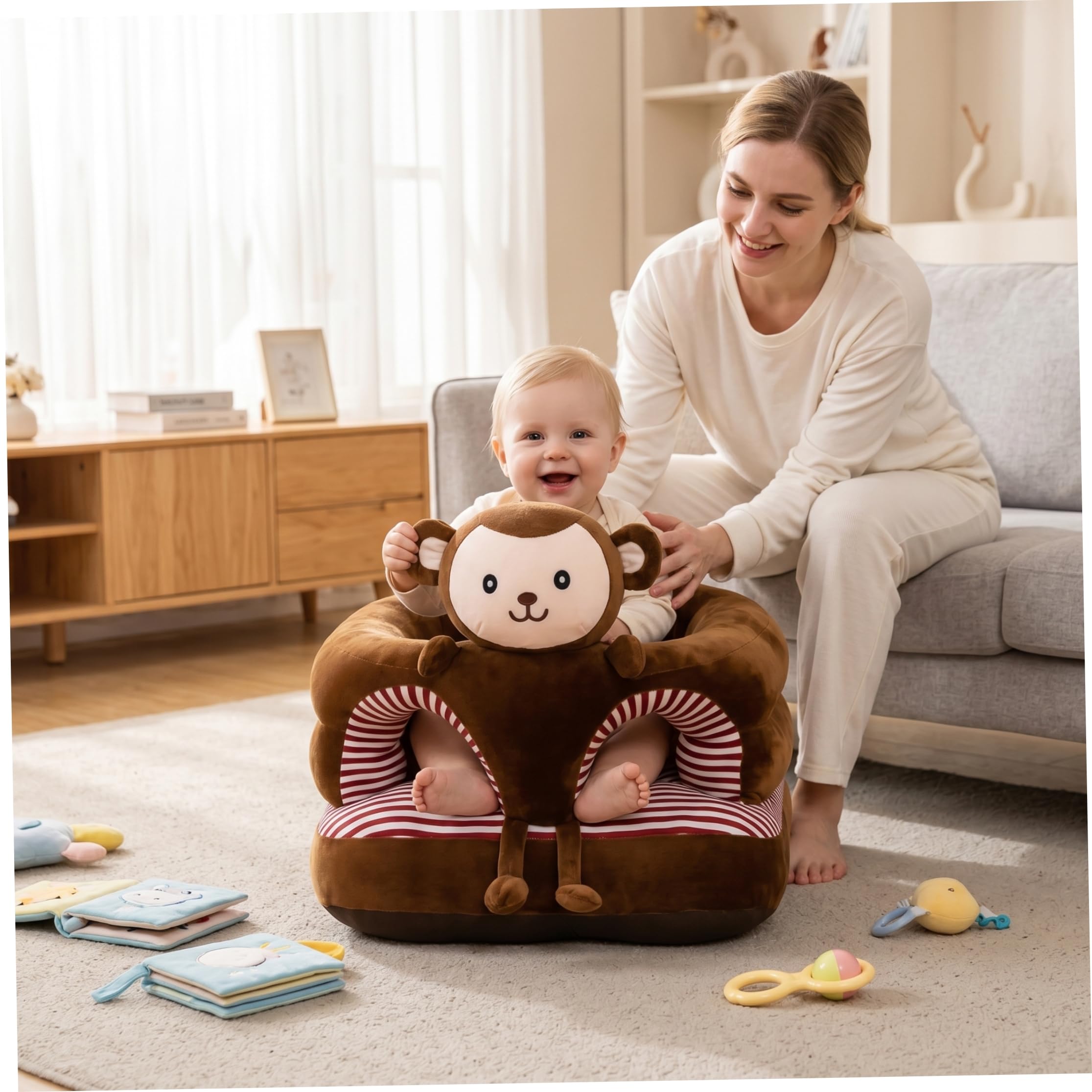 Seggiolone Sit Me Up, Sit Me Up Seggiolino da Terra per Bambino, Sedile di Supporto a Forma di Animale in Peluche con Morbido Tessuto di (17, 7x17, 7 Pollici)