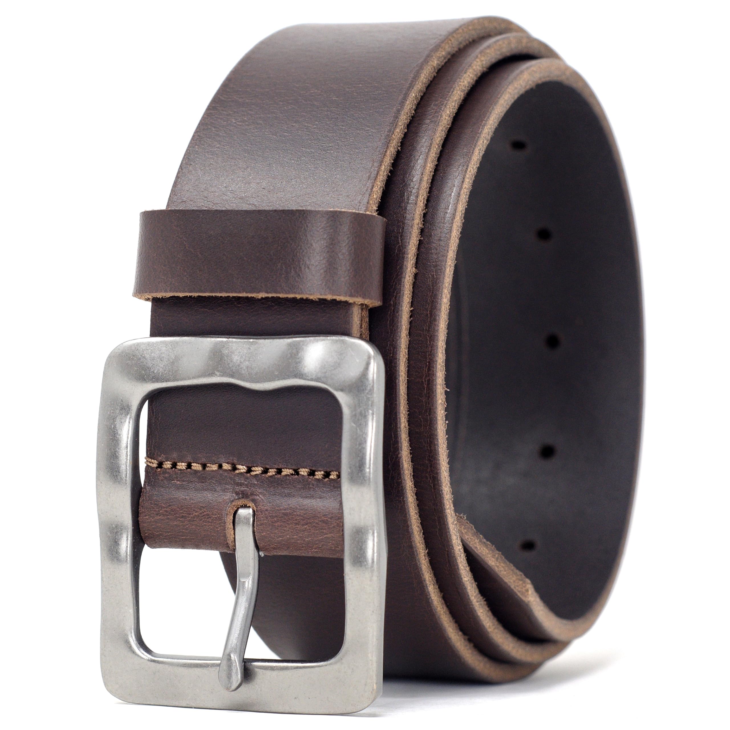 Ashford Ridge Made in England 38mm Full Hide Leather Belt with Vintage Style Buckle - Brown 2XL