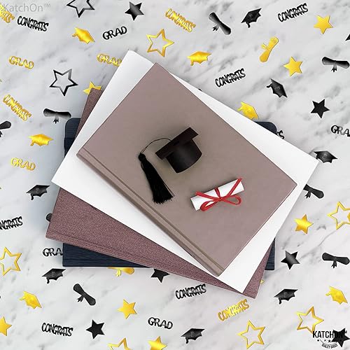 Miniatura 8 de KatchOn, Confeti de graduación negro y dorado 2025  Paquete de 1300  Confeti de graduación clase de 2025  Decoraciones de graduación negro y dorado