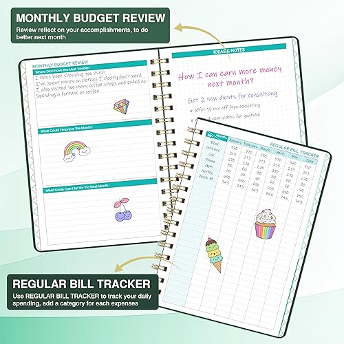 Miniatura 3 de Planificador de presupuesto, libro de presupuesto con organizador de facturas y rastreador de gastos, 6.1 x 8.25 pulgadas, planificador de finanzas