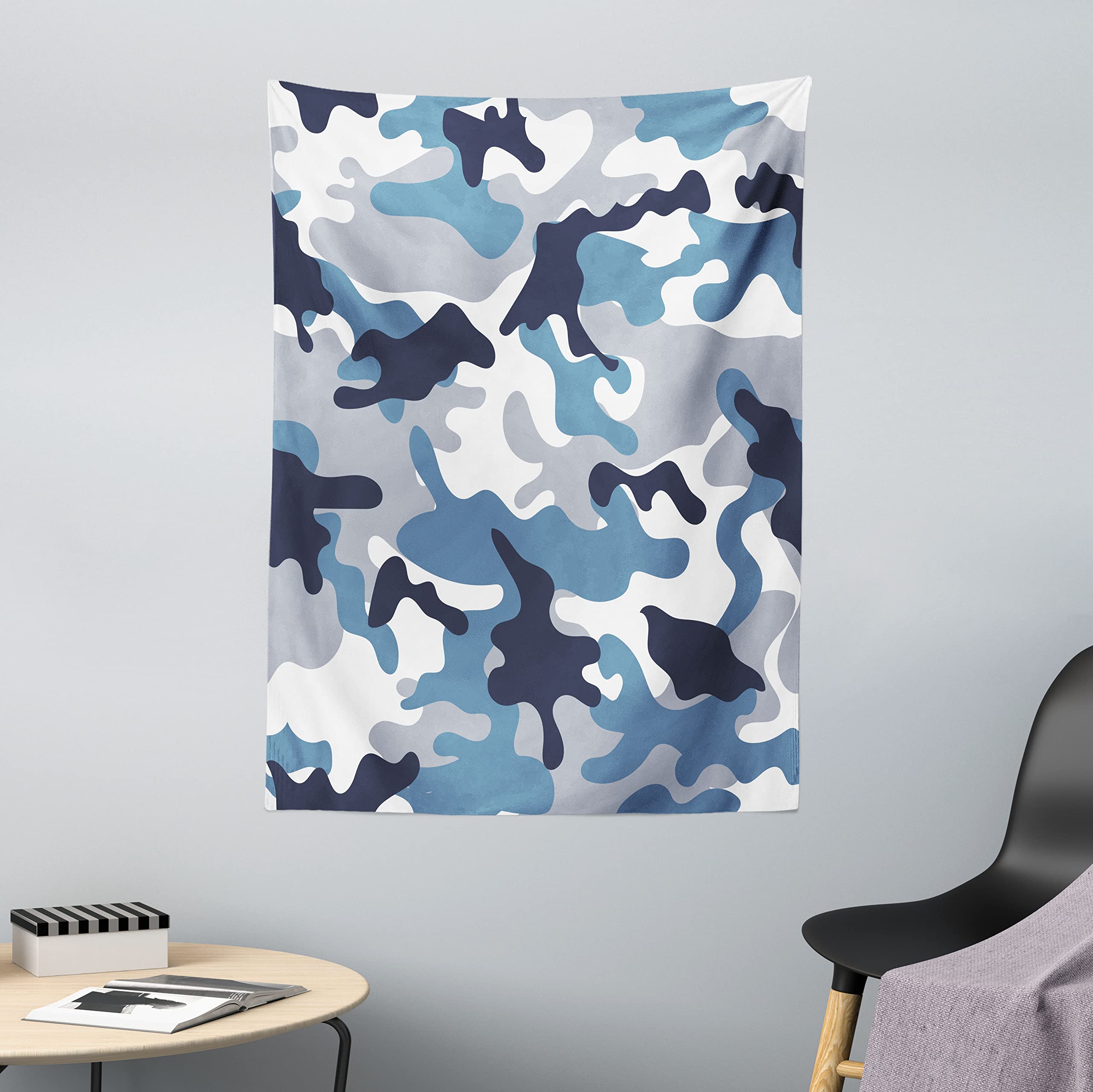 ABAKUHAUS Camuffare Tappeto da Parete e Copriletto, Morbidi Colori Disegno, Lavabile e Senza Colori sbiaditi, 110 x 150 cm, Ardesia Blu Indaco Grigio