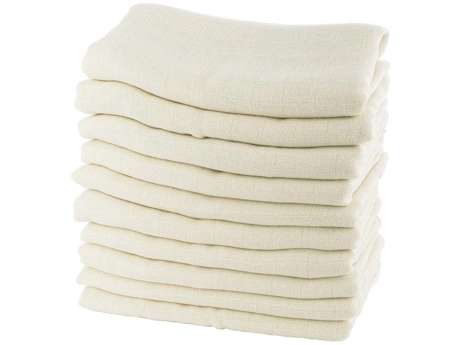Bio Mullwindeln 100% Bio-Baumwolle (kbA) GOTS zertifiziert, Natur, 80 x 80 cm, 10er Set
