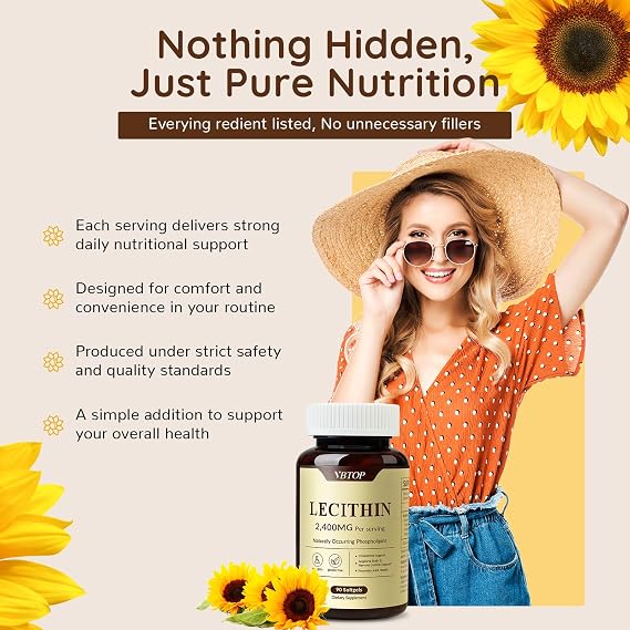 Sunflower Lecithin 2400 mg 90 Softgels Rich in Phosphatidyl Choline