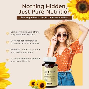Sunflower Lecithin 2400 mg 90 Softgels Rich in Phosphatidyl Choline