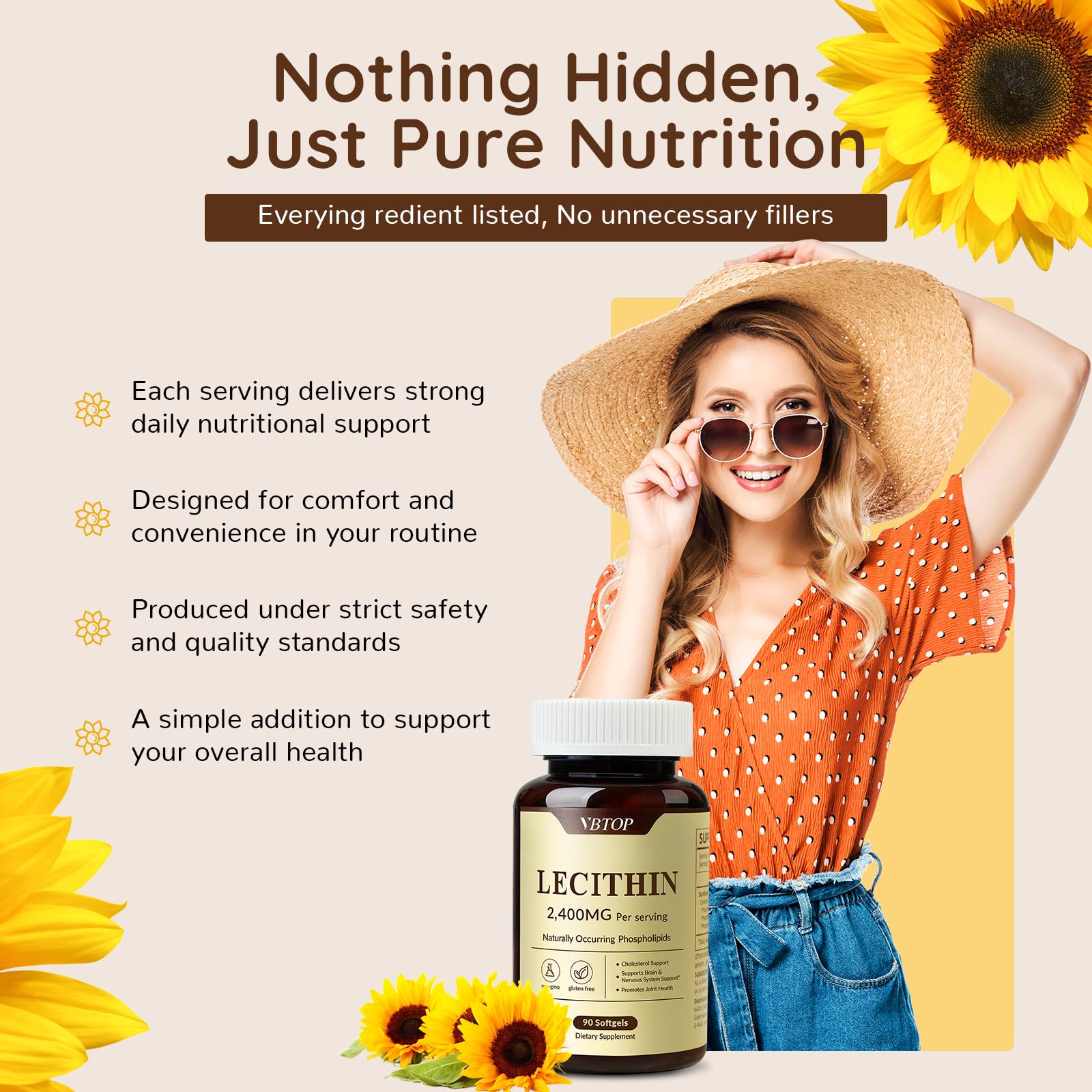 Sunflower Lecithin 2400 mg 90 Softgels Rich in Phosphatidyl Choline — Amazon image 4