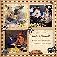 Vista 5 de Monedas piratas de oro de plástico, 100 unidades, juego del tesoro pirata, réplica dorada, monedas de doblones españoles con frasco, juego