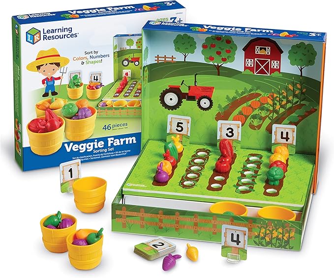 Learning Resources Veggie Farm Sorting Set 46 Pieces, Ages 3+ Toddler
