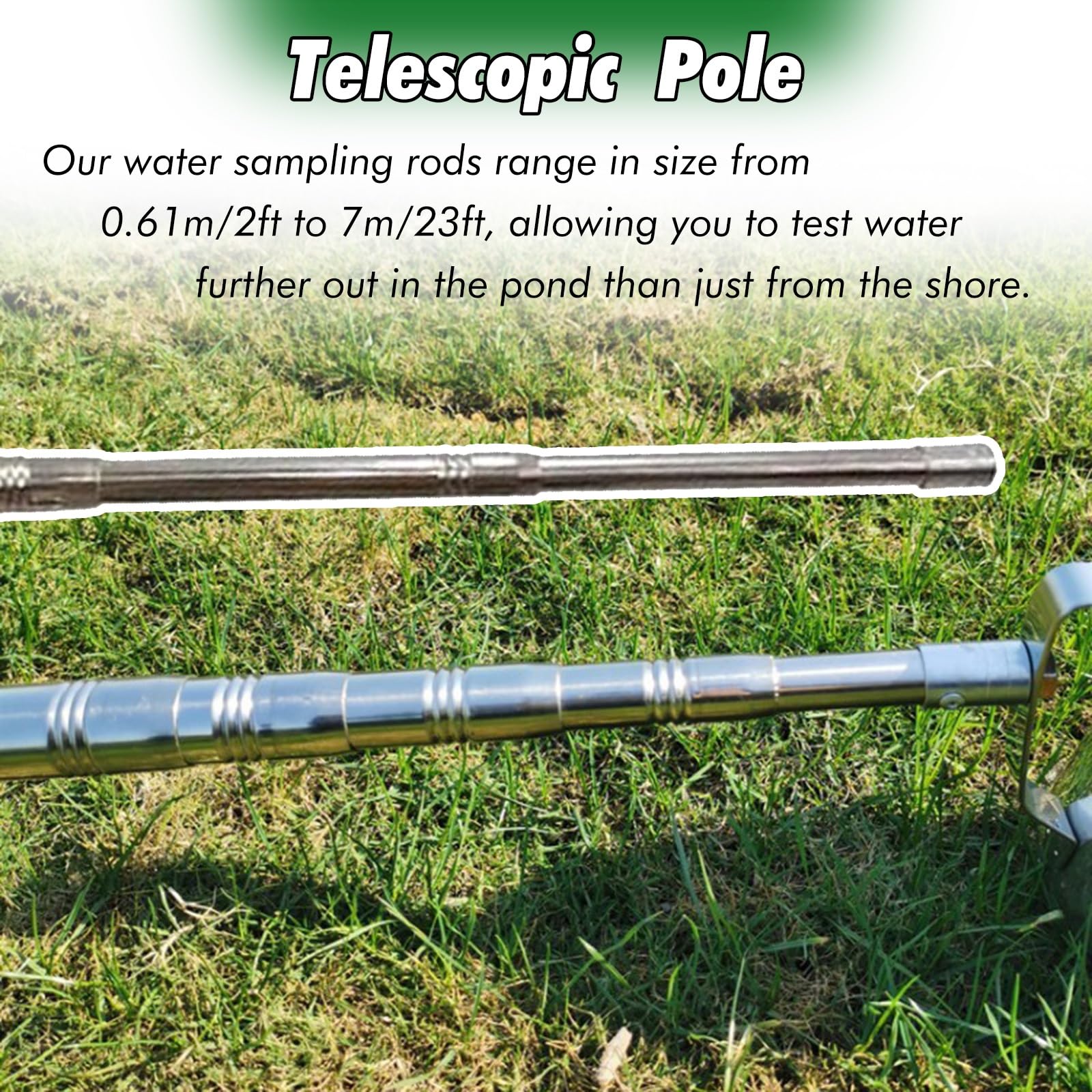 SRNSAEB Campionatore d'Acqua telescopico 500 ml/1000 ml, Asta di campionamento Acqua per monitoraggio Ambientale Quali, di Raccolta Campioni d'Acqua in Acciaio(1000mL,1.11m/3.6ft-3m/9.8ft)
