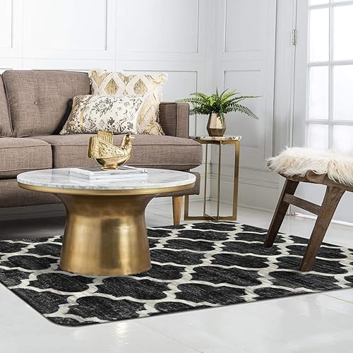 Miniatura 3 de Lahome Alfombra marroquí lavable, 3' x 5', color negro, alfombra de entrada pequeña, envejecida, antideslizante, alfombra para puerta, entrada,