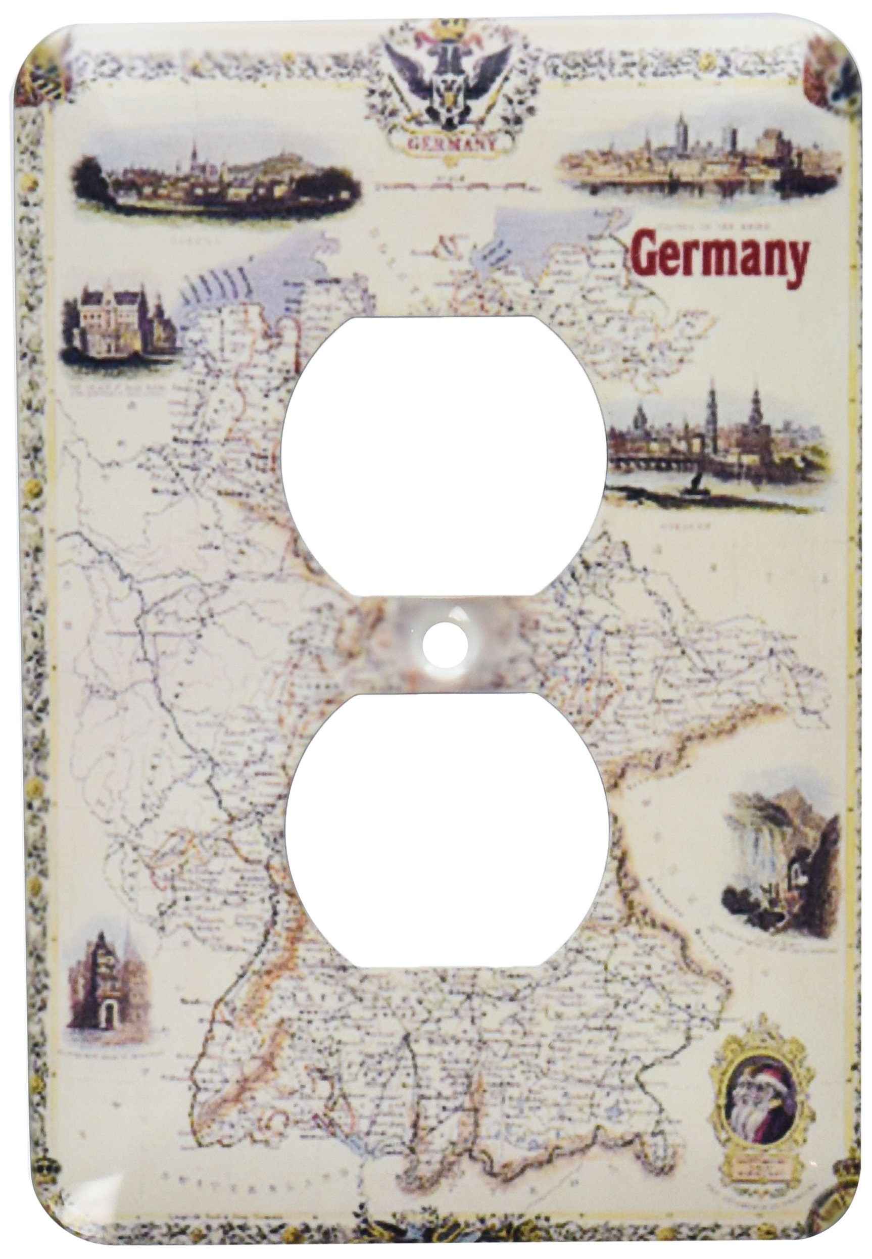 Vieille carte de l'Allemagne plaque pour masquer prise double blanche 3dRose lsp_163720_6