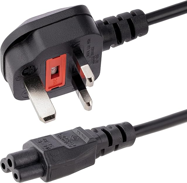 StarTech.com 3ft (1m) UK Laptop Power Cable, BS 1363 to C5 Mickey Mouse, 2.5A 250V, 18AWG, Laptop Replacement Cord, Printer Cable, UK Laptop Charger Cord, Laptop Power Brick Cord (PXTNB3SUK1M)