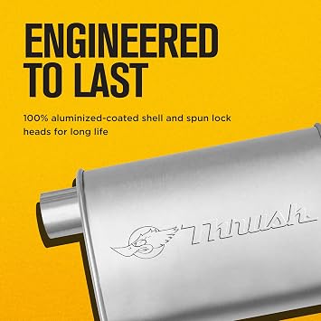 Thrush Muffler Mellow Performance Tone Inlet 2.25 Pipe Connection Offset Outlet 2.25 Center