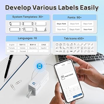 POLONO Genuine P31S Label Maker Tape, Adapted Label Print Paper, 14x40mm(0.55x1.57), Label Tape Refill for Home/Office, Compatible with P31S Label Maker, 540 Labels/3 Roll, White