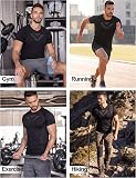 INBIKE Haut de Compression pour Hommes Léger T-Shirts de Sport Séchage Rapide Respirant Léger Running Fitness Noir L-XL - 2