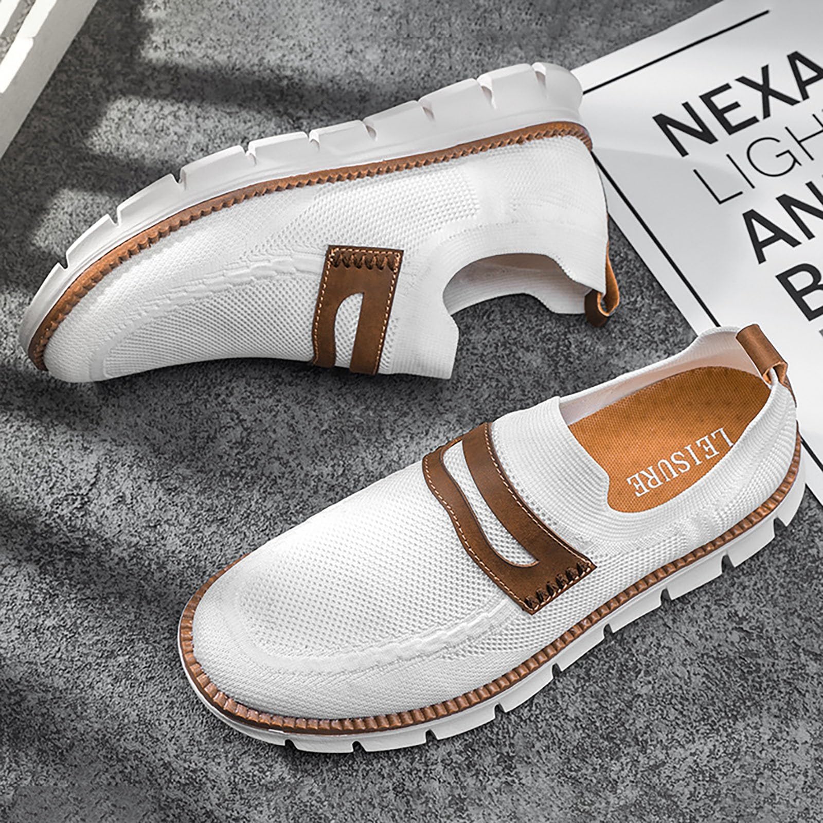 Zapatos deportivos para hombre Negro Malla Grande Pies Anchos Slip-On
