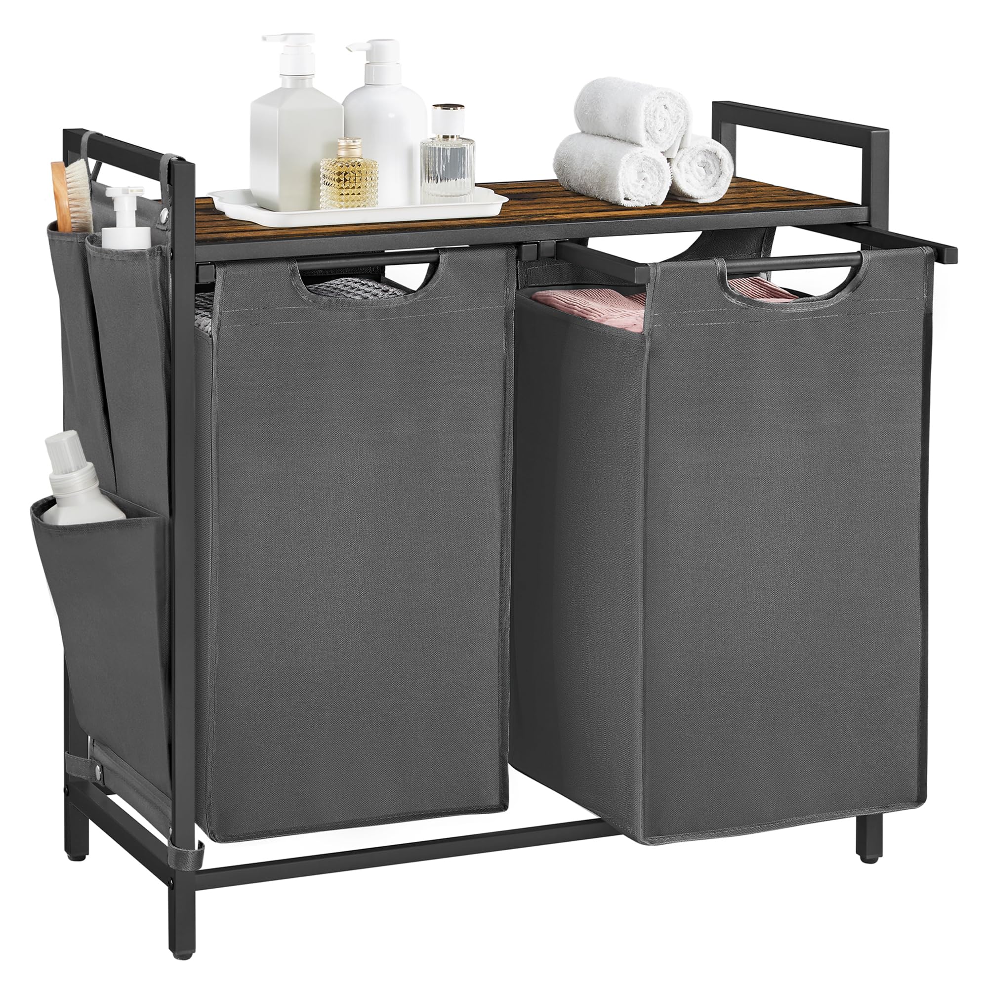 Amazon.com: VASAGLE Laundry Hamper with Shelf, 2 Pull-Out Bags, 2