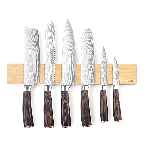 Soporte magnético para cuchillos de pared, tira magnética para cuchillos de 16 pulgadas, potente soporte magnético de madera para cuchillos de