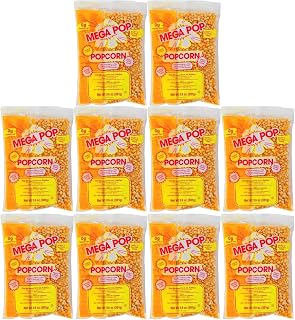 Mega Pop Popcorn Machine Popcorn Packets 10.6 oz | All in 1 Popcorn Kits with Oil, Salt & Butter Flavor | Popcorn Kernels Portion Packs for Popcorn Machines, Makes Movie Theater Pop corn, Pack of 10