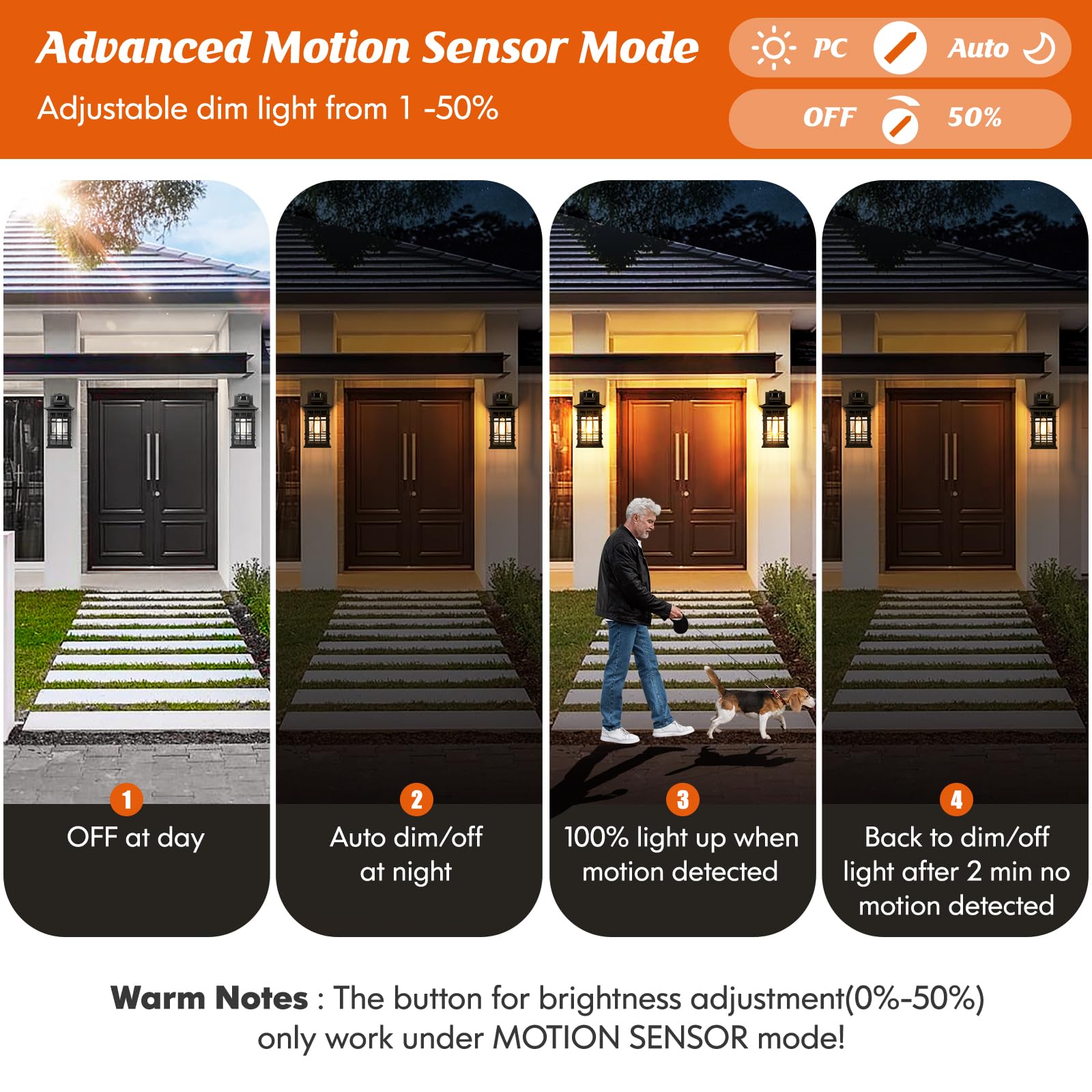 Upgraded Motion Sensor Outdoor Wall Lights, Dusk to Dawn Outside Porch Light Fixtures Wall Mount, Waterproof Exterior Light Fixture with Seeded Glass, Black Wall Sconce Lantern for House Patio Garage