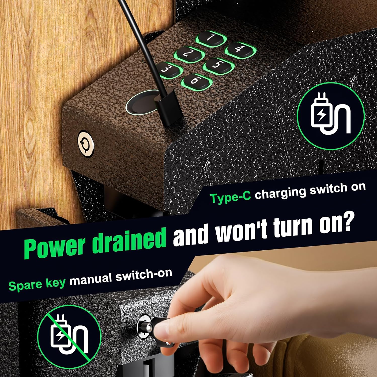 NGTeco Biometric Gun Safe for Handgun - Hidden Pistol/Handgun Safe, Fingerprint Gun Safe with Passcode & Backup Key, Secure Steel Drop-Down Mounted Hidden Gun Storage